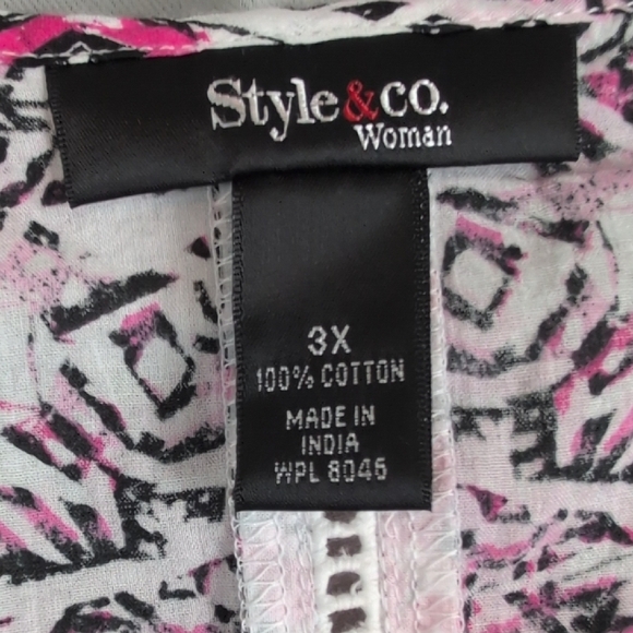 Style & Co. Pink and White Patterned Blouse - Picture 5 of 7